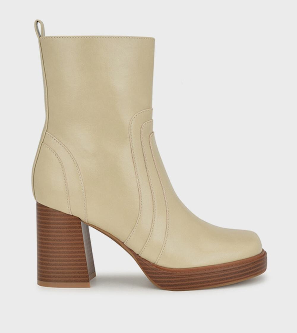 Beige/ Tan Nine West Donad Ankle Boots with Block Heel Size 9 NEW